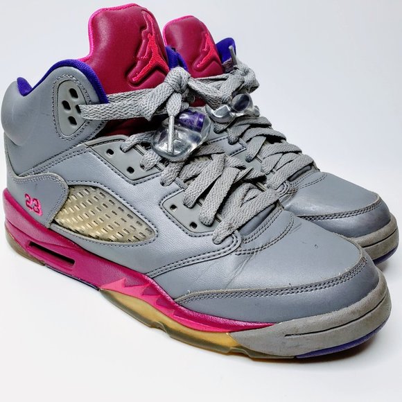 grey and pink jordan 5